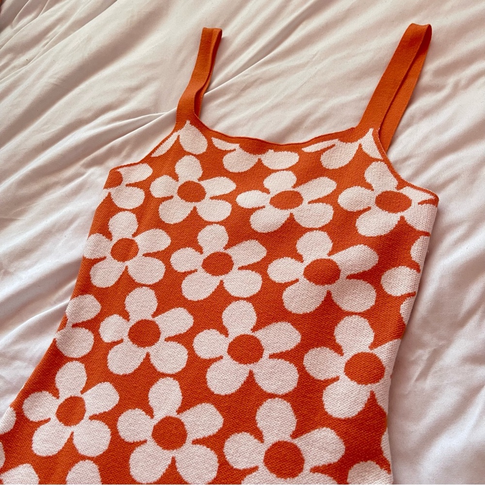 ANGELINA MINI DRESS ORANGE / WHITE (XS/S) Princess Polly - Picture 8 of 9